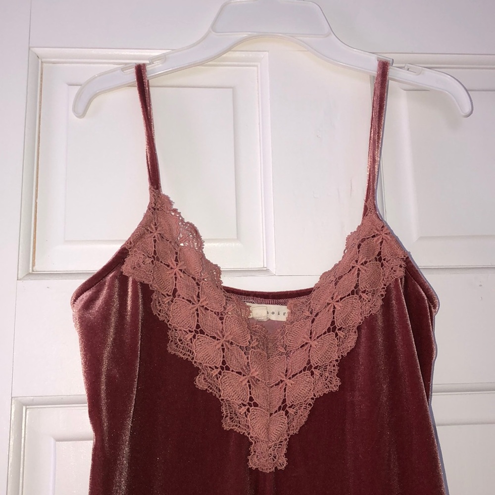 Velvet v neck pink top